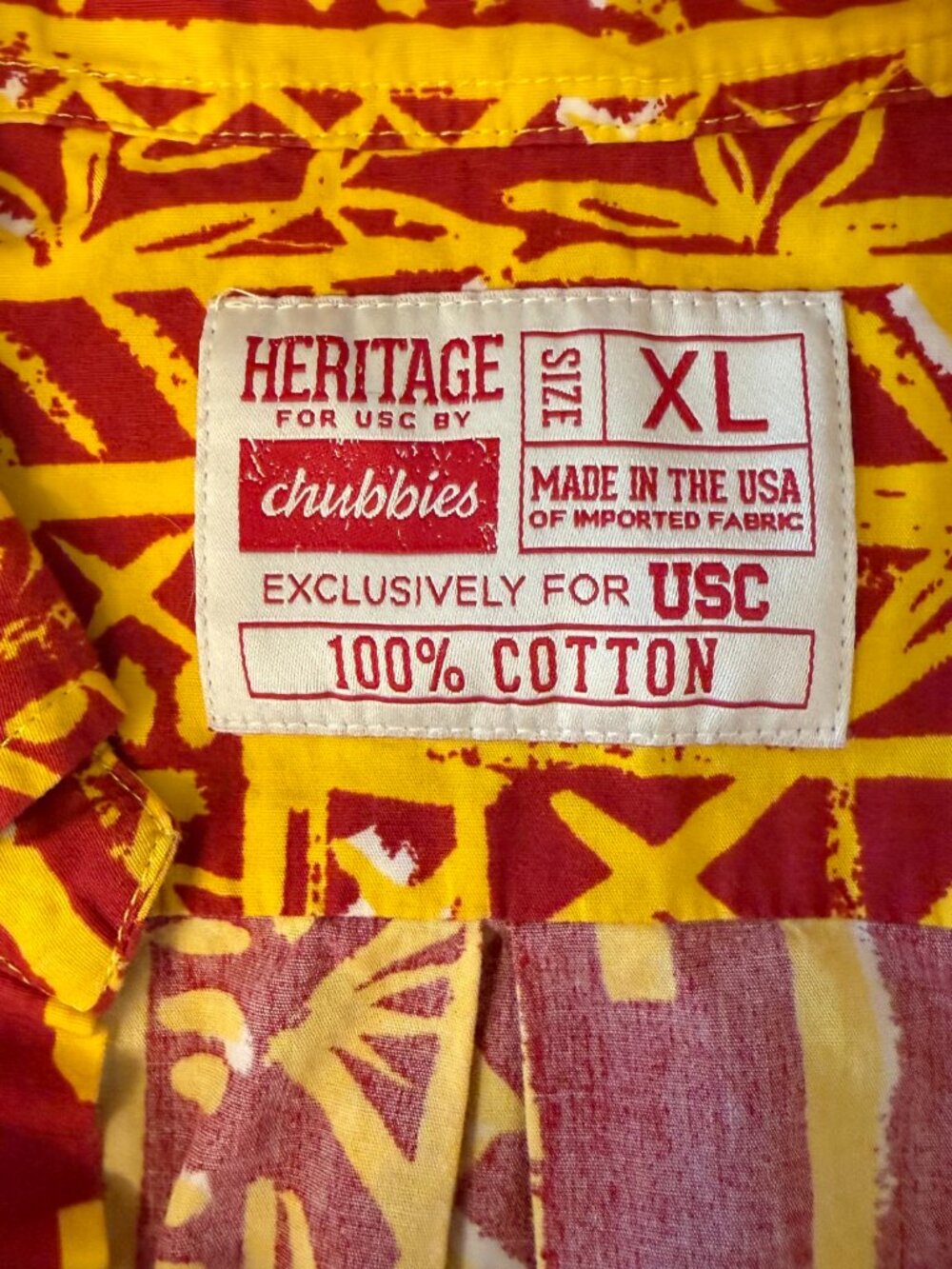 Chubbies Heritage Shirt Men XLarge Red NCAA USC Trojans Hawaiian Camp Polo Shirt - Picture 3 of 10